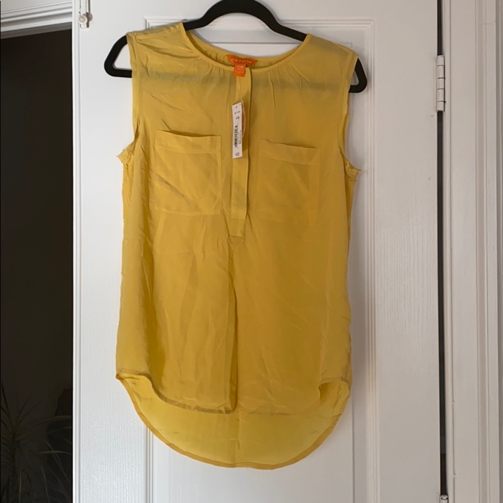 Joe Fresh yellow sleeveless shirttail top XL NWT